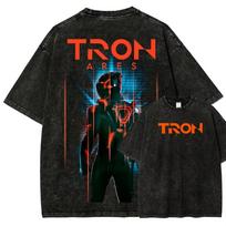 Vintage Washed TRON Legacy Joseph Kosinski Disney Sam Flynn Kevin Flynn Quorra CLU Light Cycle The Grid Daft Punk Sci-Fi Movie Cyberpunk Neon Movie XL black