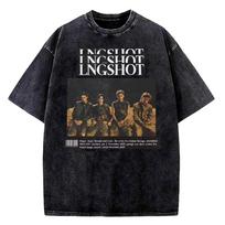 LNGSHOT Jay Park Tas pats marškinėlis Vintage skalautas medvilninis vasarinis gatvės stiliaus trumpomis rankovėmis T-shirt vyrams moterims grafinis spaudinys Y2K retro Harajuku unisex L black