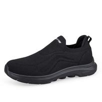 Unisex Senior Slip On Walking Shoes Lightweight Comfort Sneakers for Daily Walking Commuting Travel and Casual Wear Sizes 36-45 44 black