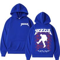 Kanye West Oversized Hoodie Unisex Hip Hop Streetwear Long Sleeve Pullover Hooded Sweatshirt 3XL blue