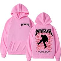 Kanye West Oversized Hoodie Unisex Hip Hop Streetwear Long Sleeve Pullover Hooded Sweatshirt 2XL pink