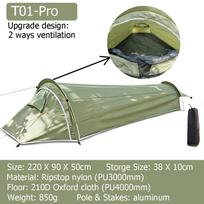 Itin lengvas palapinė-1 asmens bivy palapinė Kempingas vienviečiai tinklelio bivy Neperšlampama miegmaišio įranga žygiams su kuprinėmis vienam žygiui palapinė T01 Pro-Green
