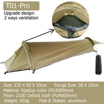 Itin lengvas palapinė-1 asmens bivy palapinė Kempingas vienviečiai tinklelio bivy Neperšlampama miegmaišio įranga žygiams su kuprinėmis vienam žygiui palapinė T01 Pro-Khaki