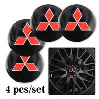 4 vnt. Automobilio emblema Ratlankio centrinio dangtelio lipdukas Ratlankio ženklelio dangtelis Mitsubishi Eclipse Lancer Outlander Pajero ASX Colt I200 Delica juoda