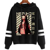 Anime Demon Slayer Hoodie Kamado Tanjirou Kamado Nezuko marginti gobtuvai su gobtuvu Megztiniai su gobtuvu Viršutiniai megztiniai 3XL black