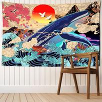 Banginio iliustracijos gobelenas Sienos pakabinamas spalvingas psichodelinis raganavimo estetika Kambario bendrabučio fono dekoras 95x70cm blue