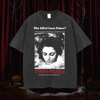 Classic Tv Twin Peaks Still Print Tshirt Men Women Fashion Vintage Washed Cotton Top Oversized Fashion Harajuku Summer New Tees 4XL black
