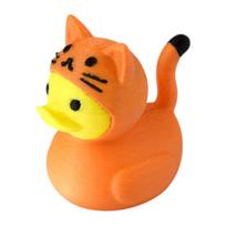 3D Printed Duck Figurine Funny Tiger/Crocodile/Shark Duck Statue Collectible Duck Ornament for Bathroom Home Office Desk Shelf Decor Cat yellow