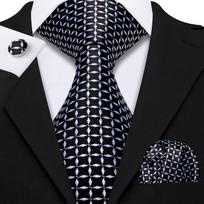 Hi-Tie Red White Dot  New Mens Elegant Tie Hanky Cufflink Necktie For Men Wedding Party Business Men Tie Fashion Brand gray