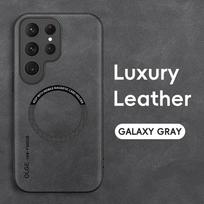 Prabangus odinis magnetinis dėklas, skirtas Samsung Galaxy S20 S21 S24 S23 S22 Ultra FE Note10 Note20 Plus Magsafe belaidžio įkrovimo dangtelis For Galaxy S21 Plus pilka spalva