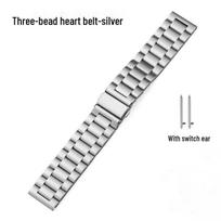 22mm Stainless Steel Three-Bead Watch Strap for Apple iWatch and Huawei GT5 20mm gray