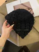 Rankų darbo nertas tuščiaviduris megztas kepurė moteriška pavasarinė ir vasarinė plona retro kepurė-megztinis dėvima keliais sluoksniais one size (54-59cm) gray