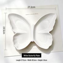 Drugelio keraminė padalinta vaisių lėkštė viešbučio ekspozicijai ir namų užkandžių pateikimui 10.5-inch white