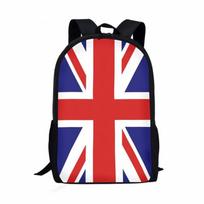 17 Inch Student Backpack With UK Flag Print School Bag Kids Lightweight Breathable Dual Strap Design 17 Student Backpack with UK Flag Print red