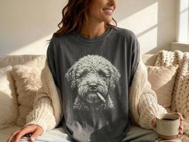 Smoking Lagotto Romagnolo Comfort Colors T-Shirt: Lagotto Mom Shirt, Truffle Dog Dad Gift Tee - Dog Cigarette 110 black
