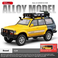1/24 Scale Toyota FJ Cruiser Camper Alloy Model, Cool Sound and Light, Can Be Opened In Many Places In The Car Body, Four-wheel Shock Absorber geltona