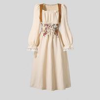 Mergaičių madinga suknelė rudeniui, vaikiška retro ilgomis rankovėmis, saldi princesės suknelė 170cm=12Y beige