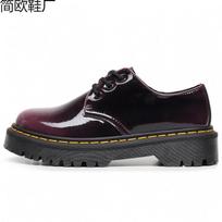 1 thick-soled hole small leather shoes female, low-top leather color-changing green round head casual student medium thick pine 47 black