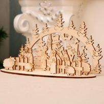 2019 Christmas DIY 3D Wooden Puzzle Ornament - Children's Handmade Decorative Gift beige