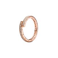 Pandora Rose Shining Staggered Circle Alloy Ring Women's Model rose gold 50 auksas