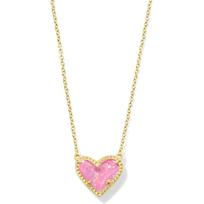 Kendra Scott Ari Širdelės formos reguliuojamo ilgio pakabukas karoliai moterims, Madingi papuošalai GOLD - PINK IRIDESCENT GL beige