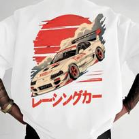 Unisexs Cotton JDM Racing TShirt Japanese Drift Car Red Sun Retro Car Pattern T Shirt Street Racing Enthusiast Summer Unisexs Top XL red