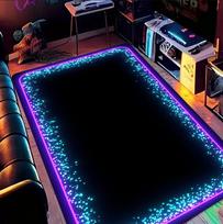 Neoninis LED 3D iliuzijos spiralės tinklelio tunelio kilimas Vizualinio poveikio žaidimų e. sporto kambario kilimas Svetainės namų dekoracija Dovana 50cmx80cm blue