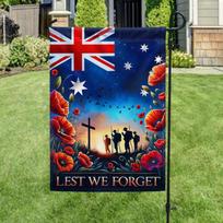 Anzac Day Australia ag Lest We Forget Australian Garden ag ANM 12x18inch blue