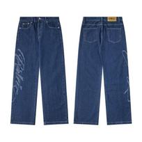 Corteiz Mens Loose Straight Fit Denim Jeans With Embroidery Mid-Rise Casual Hip Hop Pants Teens Adults Small