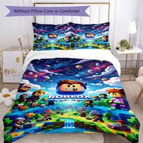 Roblox Bedding Set Breathable Duvet Cover with Pillowcases Decorative Bed Linen for Bedroom Home Decoration Birthday Gift 135cmx200cm