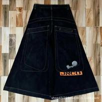 Mens Y2K Baggy Denim Jeans Loose Fit Hip Hop Streetwear Straight Cut Vintage Embroidered Pants XXL