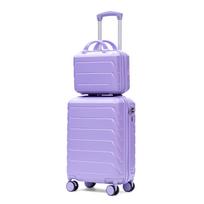 Travel Luggage Set 2-Piece (14 Inch Cosmetic Case + 20 Inch Suitcase), ABS Hard Shell, Iron Telescopic Handle, Combination Lock 35.5 x 20.5 x 55 cm