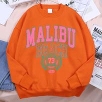 Malibu Paplūdimys JAV 73 Hoody Vyrams Moterims Laisvas Džemperis Kūrybiškumas Apvalus Kaklas Hoodies Gatvės Mada Oversize Hoody Porai Sportinė apranga M oranžinė