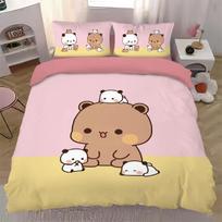 Kawaii Bubu and Dudu Bedding Set Cute Bubu Dudu Duvet Cover Pillowcases Single Double Queen King 70x133cm 3pcs