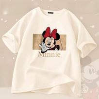 Disney Retro Frame Minnie Mouse Unisex TShirt Oversized Casual Short Sleeve Top Fashion Comfortable Famous Tshirts 4XL beige