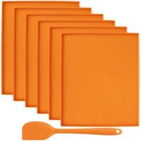 6 vnt. silikoniniai sausintuvo lakštai, dehidratavimo kilimėliai su krašteliu, nepridegančiu kepimo padėklu vaisiams, mėsai, daržovėms, virtuvės reikmenims orange