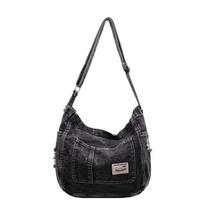 Sewing Thread Denim Zipper High Quality Shoulder Bags Large Capacity Commute Style 2026 New Youth Women's Crossbody Bags
