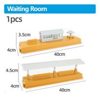 Plastic Rail Train Track Accessories Set with Station Gas Station Traffic Light Bridge for Kids X1