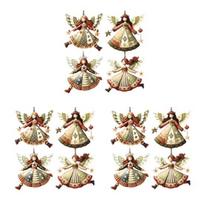 Kalėdiniai mediniai angelų papuošalai Kaimiški angelai Kalėdų eglutės papuošalas Retro mažas angelas Pakabinama dekoracija šventės vakarėliui 12pcs B beige