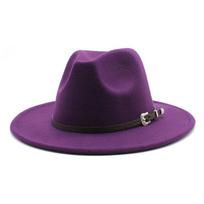 Britiško stiliaus veltinis džiazo fedora skrybėlė 59-61 cm dydžio Panama Trilby skrybėlės moterims vyrams džentelmenui vestuvių vakarėlio skrybėlė M(56-58CM) violetinė