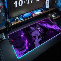 Anime Girl Mousepad Gaming Mouse Pad Gamer RGB Computer Mousepad Keyboard Desk Mat Purple Mause Mats LED Desk Mat With Backlit 30cmx60cm(11.8x23.6inch) blue