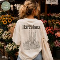 Barcelona Shirt, Sagrada Familia Tshirt, Europe Travel Gift, Travel Agent, Mediterranean Vibe Shirt, European City Tshirt, Spain Shirt 130 brown
