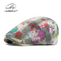 American retro graffiti beret female personality tie-dye forward hat positive and negative wearing cap male casual forward hat tide Adjustable gray