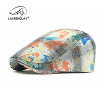 American retro graffiti beret female personality tie-dye forward hat positive and negative wearing cap male casual forward hat tide Adjustable gray