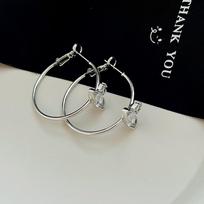 Silver Needle Zircon Saturn Geometric Ear Cuff – High-End Fashion Earrings gray