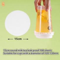 100 Sheets Cup Sealing Paper Film Coffee Tea Milk Drink Packaging Pads Leak Proof Paper Film Crimper Round Shape Bottle Sealer 6