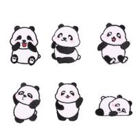 6 vnt. Panda lopas Lipnūs ženkleliai Lopas Lipdukas Siuvimo nereikia Drabužių, kepurių, aksesuarų Dekoravimui Rankdarbių mėgėjams 6 black