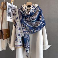 Šiltas žieminis kašmyro šalikas moterims Prabangus Pashmina antklodė stora skara Apvyniojama skarele mada Bufanda Echarpe Poncho 65x185cm blue