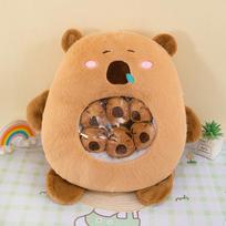 New capybara snack pillow plush toy ugly cute doll Kapibara a bag of snack bag dolls 30Cm contains 3 [0.4kg] beige