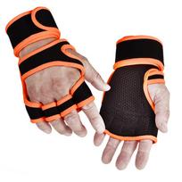 Unisex ilgos riešo atramos neslystančios pirštinės fitnesui su štangomis orange